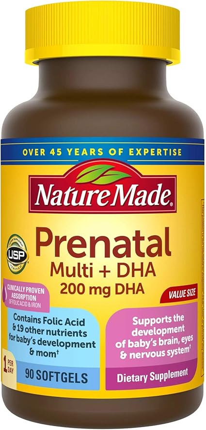 Amazon Com Prenatal Multi Dha Softgels Prenatal Vitamins Minerals For Baby S Development Mom S Nutritional Support Clinically Proven Absorption Of Folic Acid And Iron 90 Count Health Personal Care