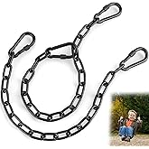 2 Pack 25in Heavy Duty Swing Chains with 4 Carabiners, Black Stainless Steel Hanging Chains with Hooks for Hammock Chair, Porch Swing, Hanging Basket, Gym, 1200LB Capacity (Black)