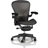 Herman Miller Aeron Tilt Limiter Task Chair, Adjustable Vinyl Arms, Graphite Frame / Carbon Classic Pellicle, Size B (Medium)