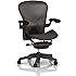 Herman Miller Aeron Tilt Limiter Task Chair, Adjustable Vinyl Arms, Graphite Frame / Carbon Classic Pellicle, Size B (Medium)
