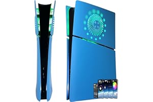 Cover Plates for PS5 Slim Digital Edition with RGB Light Strip and Dust Filter with Cooling Vents DOBEWINGDELOU 400+ Effects LED Light Ring Console Face Plate Cover DIY Decoration Kit Accessorie Blue