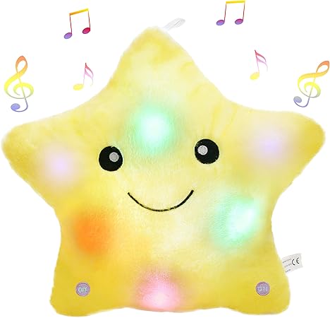 Amazon Bstaofy Glow ミュージカル きらきら星 ライトアップ 子守歌 Ledおもちゃ アニメ 癒し キッズ 感情 クリスマス フェスティバル ギフト 幼児向け イエロー ぬいぐるみ おもちゃ