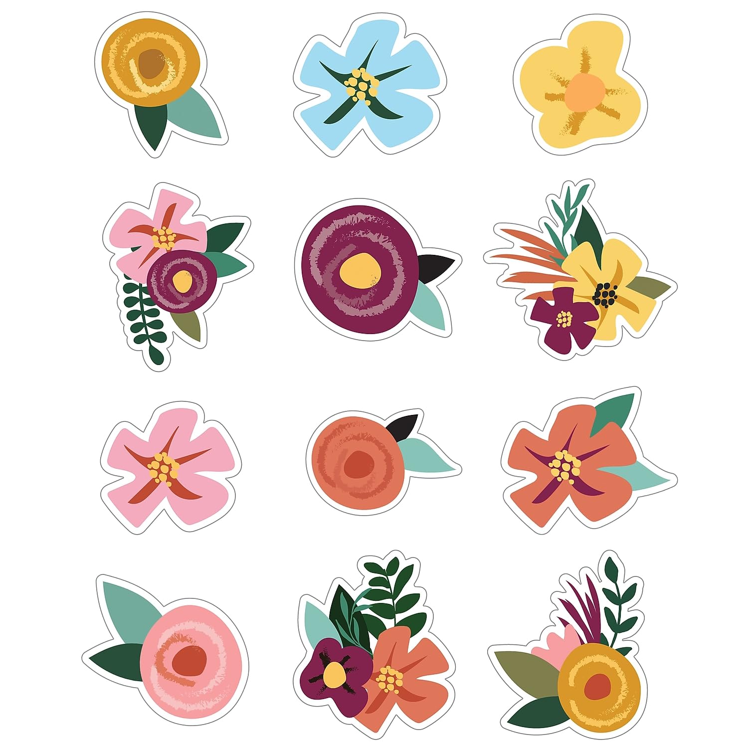 Carson Dellosa Grow Together 36-Piece Flower Cutouts, Colorful Floral Accents, Garden Decor for Bulletin Board, Party, Classroom, and Spring Decorations