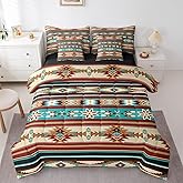 Feelyou Bohemian Aztec Bed in a Bag Boho Exotic 7 PCS Comforter Set with Sheets for Kids Colorful Geometric Stripes 7 Pieces Bed in a Bag Set Southwestern Comforter Set with Sheets Queen Size