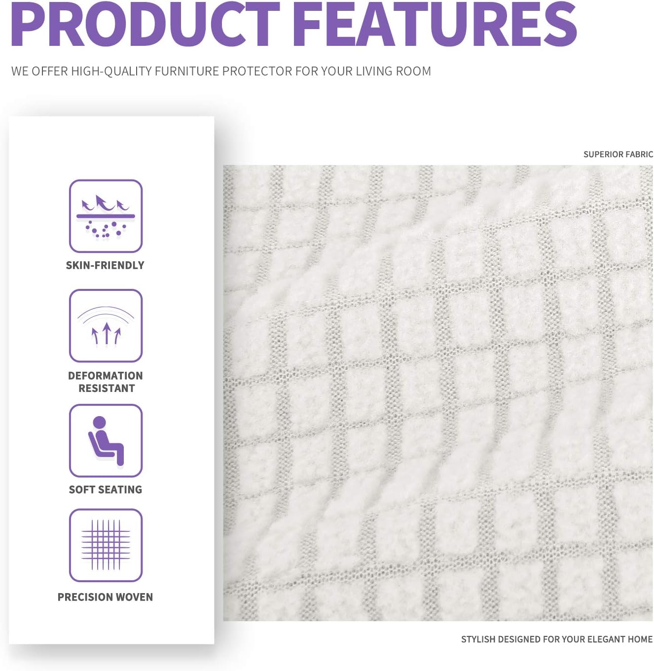 ZNSAYOTX Super Stretch Couch Cover Love Seat Sofa Covers for Living Room Dogs Pet Friendly Furniture Protector Spandex Loveseat Slipcovers with Anti Slip Foam Sticks (White, Loveseat): Home & Kitchen