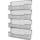 AURIKAR Spice Rack Wall Mount, Spice Organizer for Cabinet & Pantry Door, Set of 4 Hanging Spice Rack Saving Space for Kitchen, Black