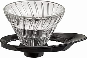 HARIO V60 VDGR-01-B Heat Resistant Glass Transparent Dripper, 01, For 1 to 2 Cups, Black, Made in Japan