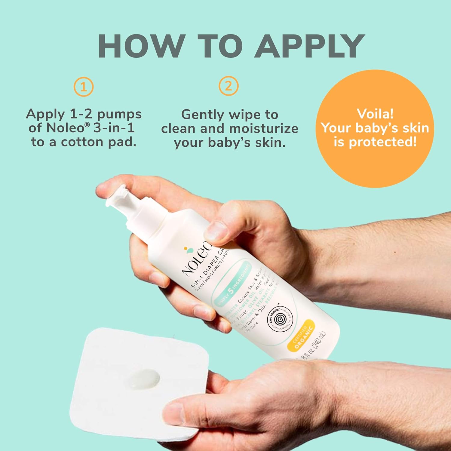 3 in 1 Certified Organic and EWG Verified Diaper Care, Baby Care Skin Cleanser, Rash Cream, Moisturizing Lotion - NOLEO (Baby Box): Health & Personal Care