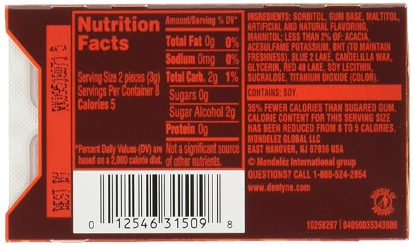 DENTYNE FIRE SPICY CINNAMON SUGAR-FREE GUM, 12 PACK