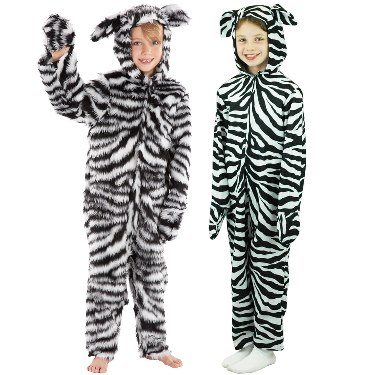 Fur Zebra Costume for Kids 5-7 Years
