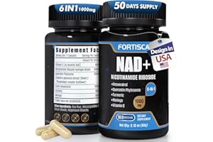 FORTISCA NAD+ Supplement 1000mg, Liposomal NAD Supplements with Resveratrol, 6 in 1 NMNH Supplement Alternative NAD Plus for Men and Women 100 Capsules