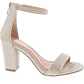 TOP MODA Hannah-1 Ankle Strap Dressy High Heel Sandal, Non-slip Sole, For Wedding, Party, Prom, Evening Wear, or Any Occasion, Sleek Style Block Heel Sandals