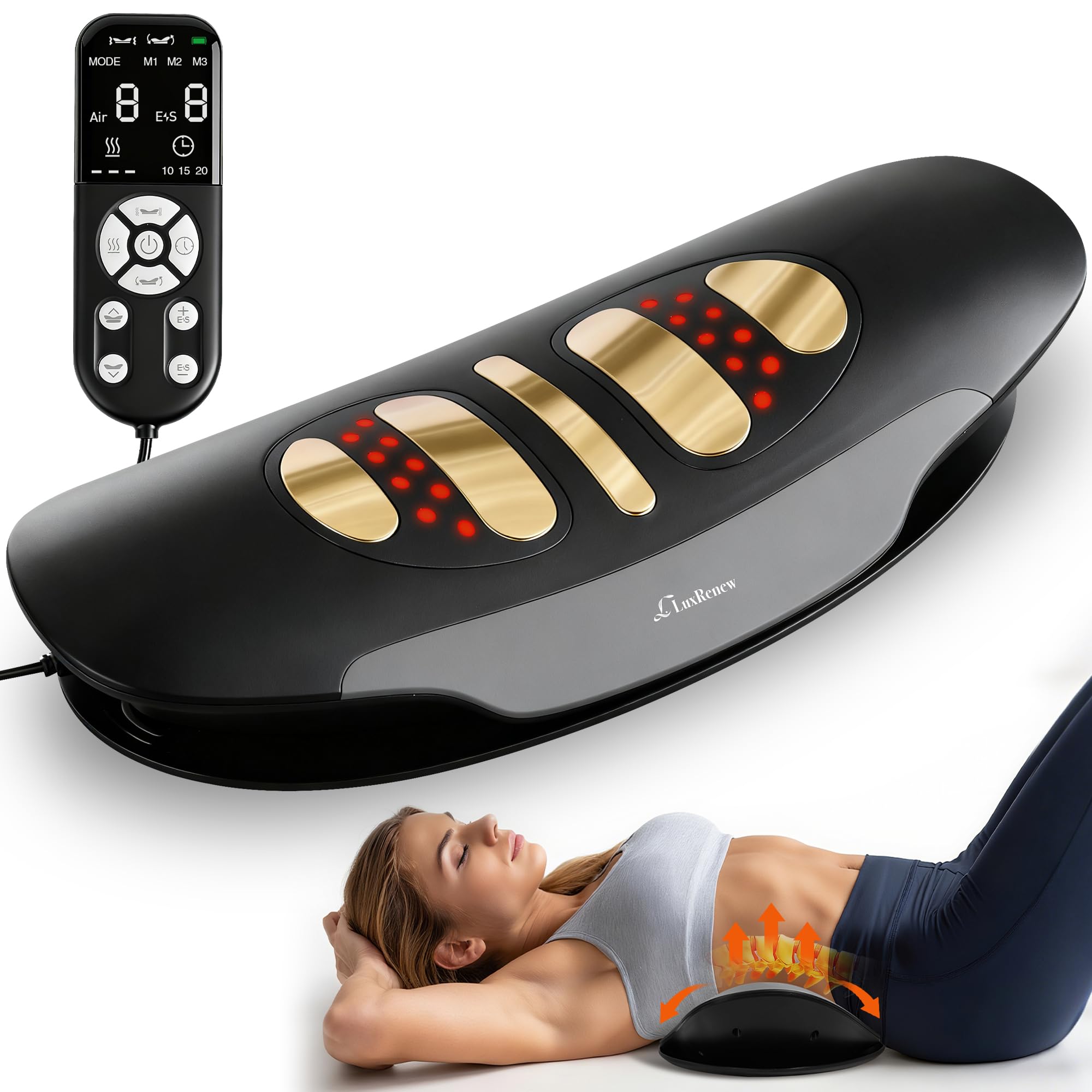 Photo 1 of Electric Lumbar Traction Device for Lower Back Pain Relief, Multifunctional Lumbar Stretcher with Dynamic Traction, Red Light Therapy, 8-Level Electrotherapy, 3-Level Thermal Therapy, Vibration