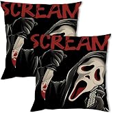 2Pcs Halloween Decorations Pillow Covers 18x18 Inches Throw Pillow Cover | Funny Horror Ghost Design Home Decor Indoor Outdoor Pillowcases for Sofa Cushion Cover Living Room Party Supplies