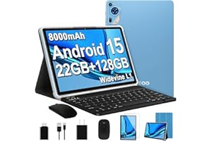 SKYEGG 2025 Upgraded Android 15 Tablet 10.1 Inch Octa-Core Tablets with Keyboard Mouse, 22GB+128GB+1TB Expand, 8000mAh Large Battery,1280x800 IPS HD Touch Screen, Widevine L1, 5G WiFi, GPS-Metal Blue