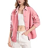 Flygo Casual Jackets for Women Trendy Button Down Fall Jackets Long Sleeve Shirts Shacket Jackets 2025