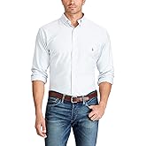 Polo Ralph Lauren Mens Classic Fit Oxford Longsleeve Buttondown Shirt (Blue White Stripe, Medium)