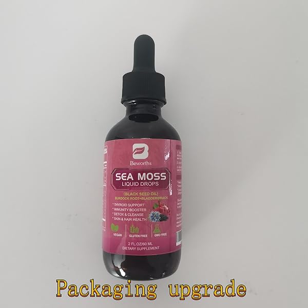 B BEWRTHS SEA MOSS LIQUID DROPS – BLACK SEED OIL & IRISH SEA MOSS GEL WITH BURDOCK ROOT BLADDERWRACK, ELDERBERRY, 6X STRONGER QRGANIC SEAMOSS RAW SUPPLEMENT FOR DIGESTIVE, HAIR HEALTH – VEGAN, 2 FL.OZ