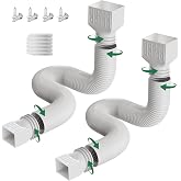 2 Pack Rain Gutter Downspout Extensions, Upgraded Flexible Drain Down Spout Extender for Rain Water Drainage, Each Extendable from 20" to 66", Combine to 10 ft with Connector(White)