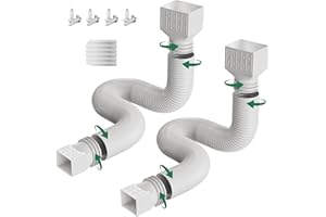 FEILAYDUN 2 Pack Rain Gutter Downspout Extensions, Upgraded Flexible Drain Down Spout Extender for Rain Water Drainage, Each Extendable from 20" to 66", Combine to 10 ft with Connector(White)