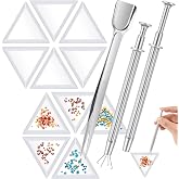 Mudder 20 Triangle Bead Sorting Trays 3 Scoops Tweezers,Grabber Jewelry | White Plastic Organizer Holds Gems Rhinestones, Metal Scoops for Sorting Beads, Jewelry Making Crafts DIY Bead Tools Storage