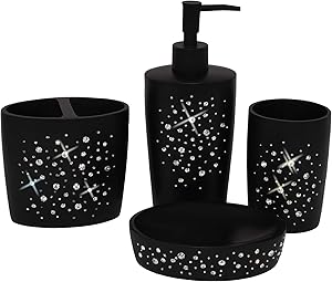 Wodlo - Star All Sky Bathroom Accessories Set - Complete Bath Accessory Sets Includes Soap Dispenser, Toothbrush Holder, Tumbler, Soap Dish,