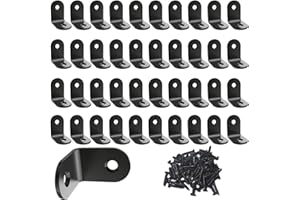 Corner Brace, L Bracket, Corner Brackets of Stainless Steel,Small Angle Support for Home Improvement, Metal Iron Braces for Wood Aufuga (Black_1x1x0.6inch_40pcs)