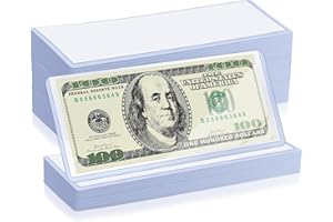 Wanmu 100 Pack Currency Topload Holder, Hard Plastic Clear Money Holder Rigid Protective Dollar Bill Sleeves Waterproof Currency Sleeves Dollar Bill Display Protector for Paper Currency Collectors