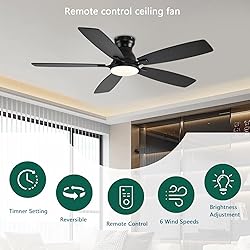 NKPU 52inch Flush Mount Ceiling Fans with Lights