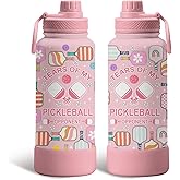 xiiai Pickleball 34oz Water Bottle with Spout Lid, Insulated Stainless Steel Travel Cup, Double Wall Vacuum Tumbler for Women Girls Ladies, Birthday Christmas Gift for Pickleball Lovers (1 pc)