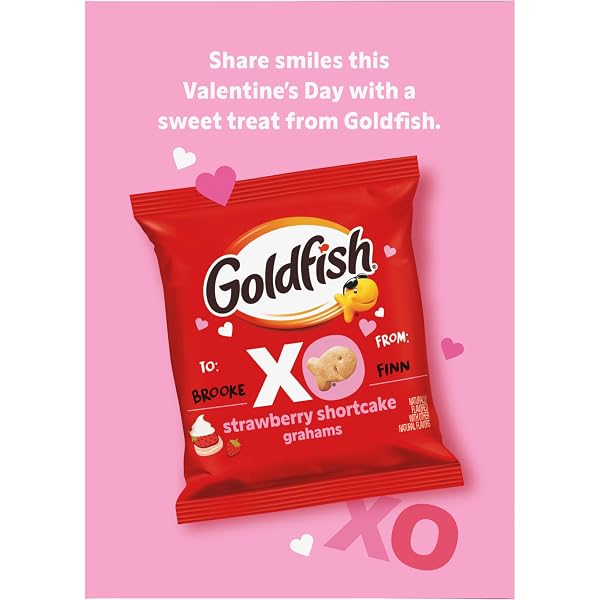 GOLDFISH VALENTINE’S DAY STRAWBERRY SHORTCAKE FLAVORED BAKED GRAHAM SNACKS, 24 COUNT 0.75 OZ