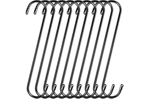 DREECY 10 Pack Extra Large S Hooks, 10 Inch Heavy Duty Long for Hanging Plants Baskets Bird Feeder on Tree Branch, Utility for Garden Pergola Pots Plants Closet Patio, Indoor Outdoor