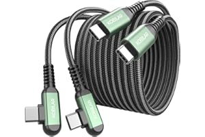 Kobilar 10ft USB C to USB C Cable, USB C Charger Cord Right Angle 2pack, Fast Charger USB C 90 Degree for iPhone 15/16 Pro Max Plus, iPad Pro, USB C Cable for Samsung S24 S23 S22