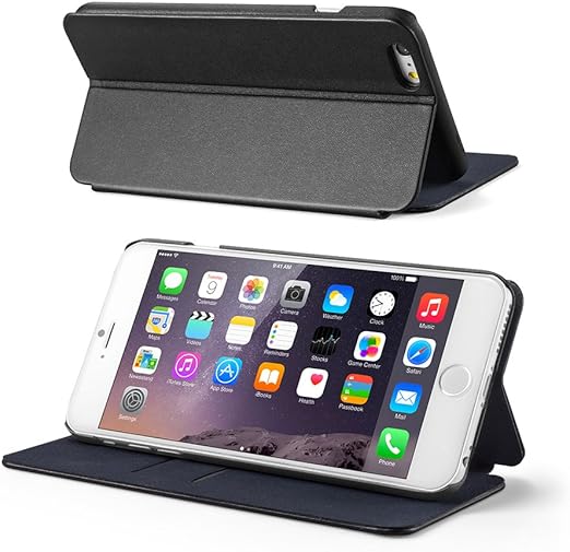 Amazon Com Iphone 6 Plus Wallet Case Anker Textured Synthetic Leather Wallet Case For Iphone 6 Plus 5 5 Inch With Card Spaces And Built In Multi Angle Stand Black 18 Month Warranty