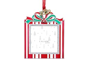 Laraine Christmas Tree Ornaments – Decorative Hanging 2023 Holiday Keepsake Gift Square Pendant with 2.5” Photo Frame Insert for Picture of Pet (Square Red (2023))