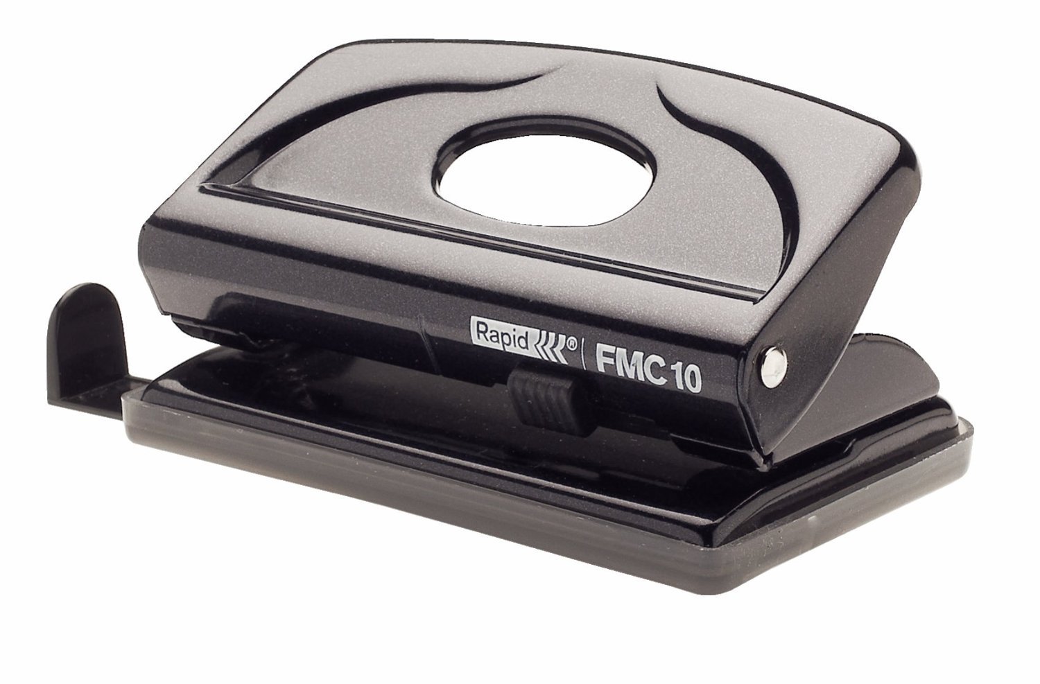 Rapid FMC10 2 Hole Punch, Punches up to 10 Sheets, Adjustable Guide Bar, Metal, Black, 21835301