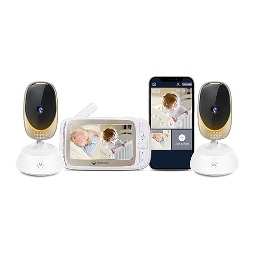 Motorola Nursery VM85-2 Connect WiFi 2-Camera Baby Monitor, 1000ft Range,  2-Way Audio, HD, Remote Pan-Tilt-Zoom, Lullabies, Night Vision, Mood Light 