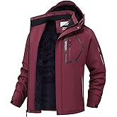 QPNGRP Men's Ski Jacket Waterproof Insulated Winter Coat 5 Zipper Pockets