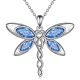 LUHE Butterfly Necklace for Women Sterling Silver Butterfly Pendant Necklace Dragonfly Jewelry Gifts for Women