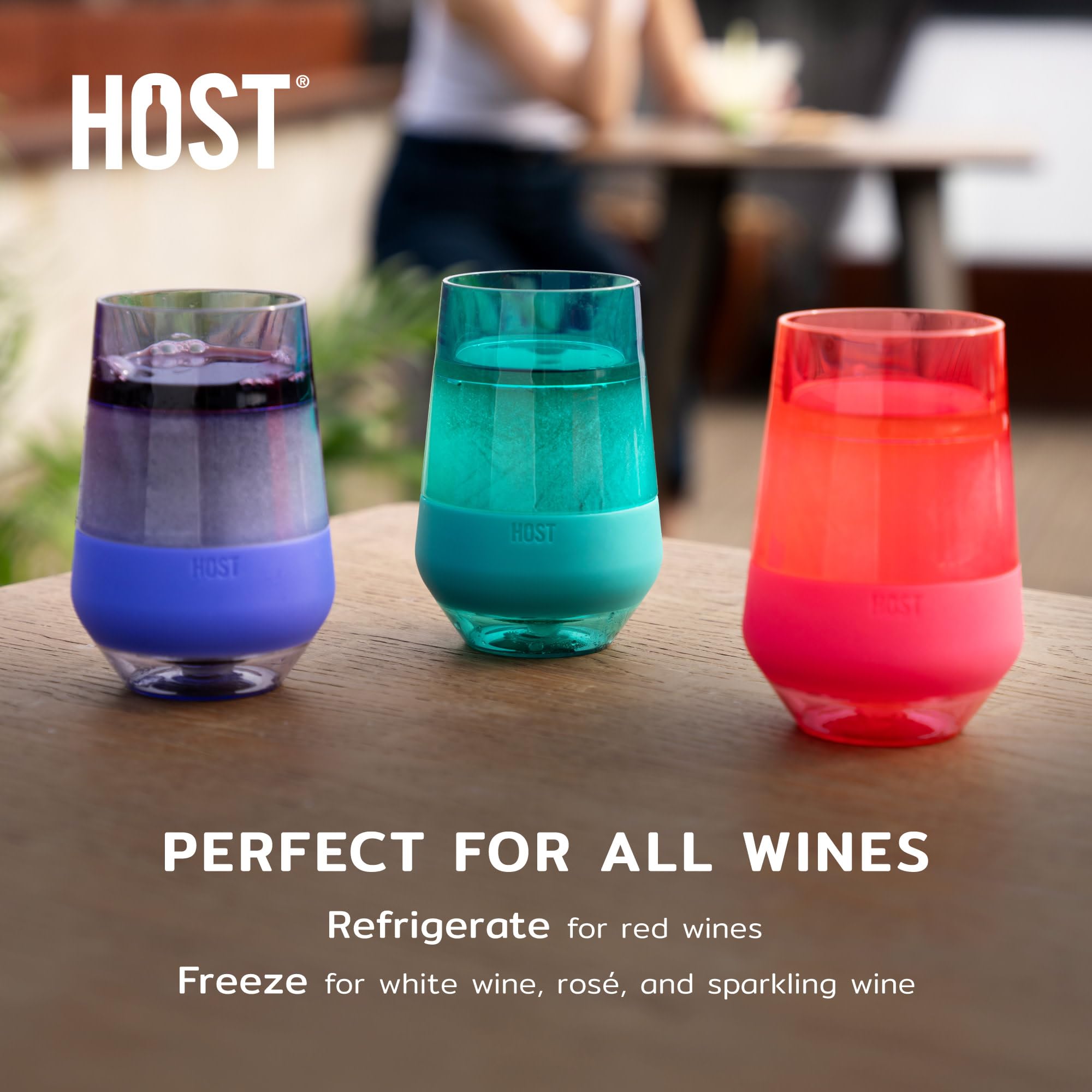 HOST Freeze XL Wine Glass Cooling Cup, Double Walled Insulated Freezable Drink Chilling Tumbler for Aperol Spritz 12 Ounces, Grey Set of 2