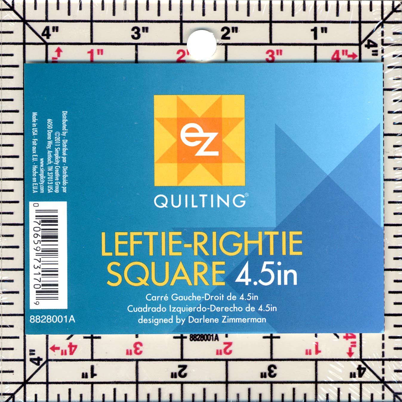 Simplicity 4.5-inch Leftie Rightie Square Acrylic Template, Clear