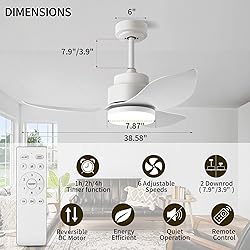 Modern White Ceiling Fans with Lights Remote