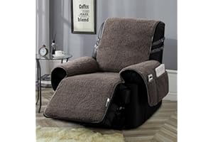 STONECREST CLASSIC HOME DECOR, INC STONECREST Recliner Chair Cover, Sherpa Slipcover, Stay in Place (DKGrey, 23" Regular Recliner)