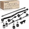 A-Premium Set of 12, Front Upper & Lower Ball Joint, Sway Bar Link, At Pitman Arm & Outer Tie Rod End, Track Bar, Compatible with Jeep Wrangler 1997-2006, TJ 1997-2006, 4WD Only
