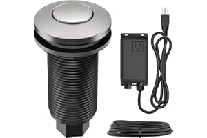 KRAUS Garbage Disposal Air Switch Kit in Spot-Free Stainless Steel with Push Button, AC Adapter, Power Cord, and Air Tube Included, KWDA-100SFS