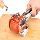 KAYCROWN Tomato Slicer Lemon Cutter Multipurpose Handheld Round Fruit Tongs Stainless Steel Onion Holder Easy Slicing Kiwi Fruits &amp; Vegetable Tools Kitchen Cutting Aid Gadgets Tool