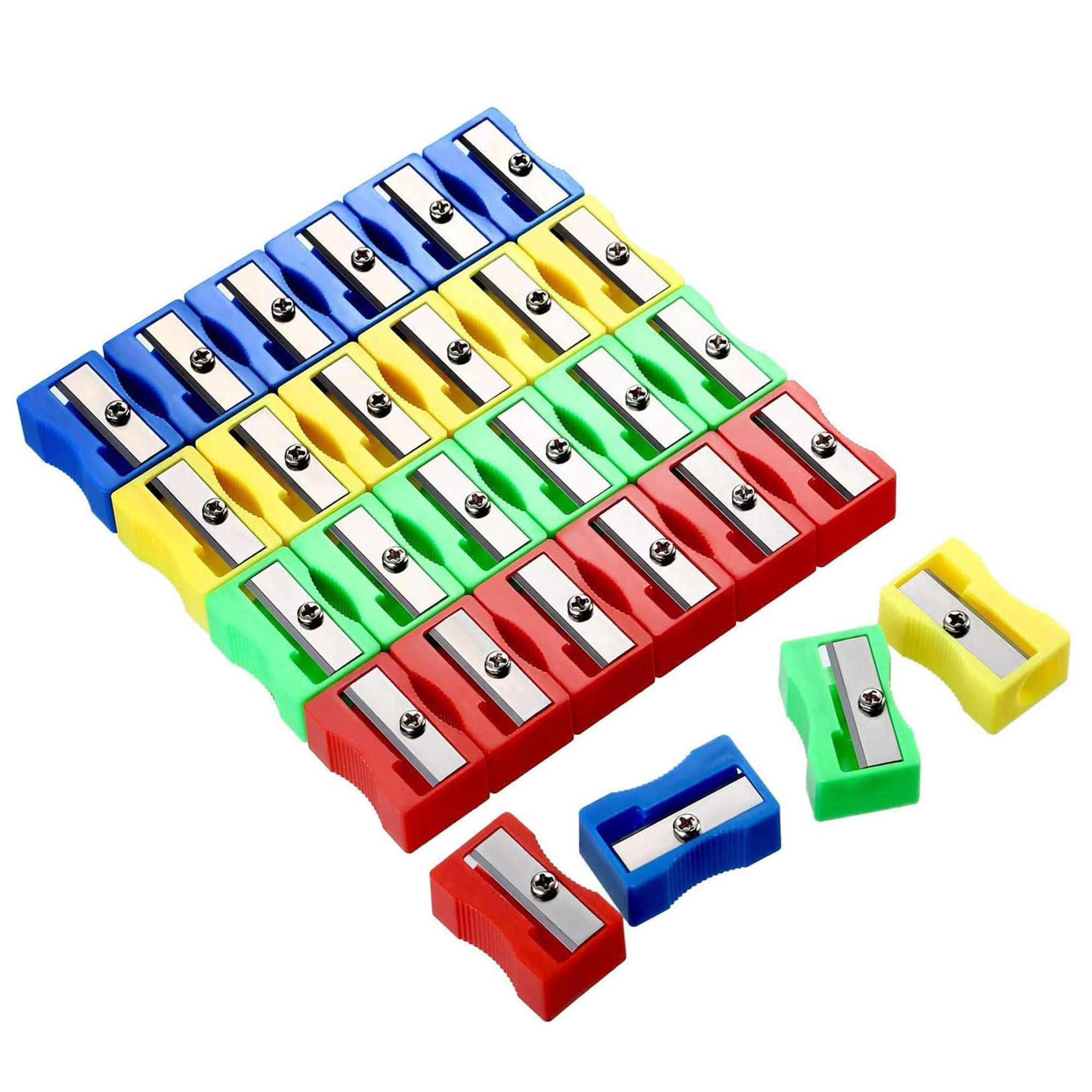 Pencil Sharpeners,50 PCS Handheld Sharpener Manual Pencil Single Hole Plastic Handheld Sharpener Manual Pencil for Most Size Pencils Adult(Random Color)