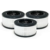 Nispira BS-01 3-In-1 True HEPA Filter Replacement Compatible with Slevoo Air Purifier BS-01 | Removes Smoke, Chemical VOCs, Odor | 3 Packs