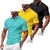 TAFLE 3 Pack Men's Polo Shirts Quick-Dry Short Sleeve Athletic Polo Shirts Moisture Wicking Business Casual Golf Shirts