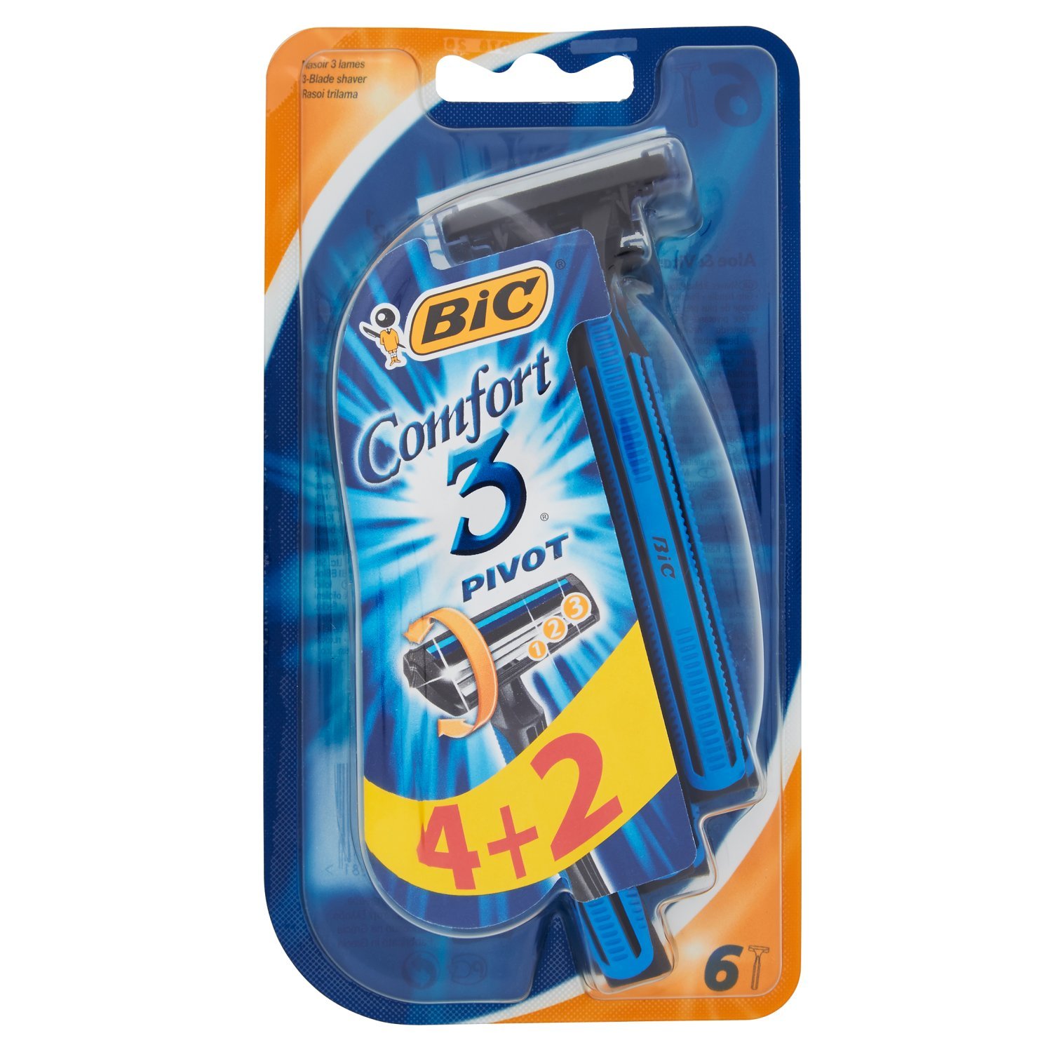 Bic Comfort 3 Pivot Disposable Razors with 3 Blades Pack of 6